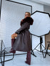 "PUDDING CV2184" Faux Leather Trench – Brown